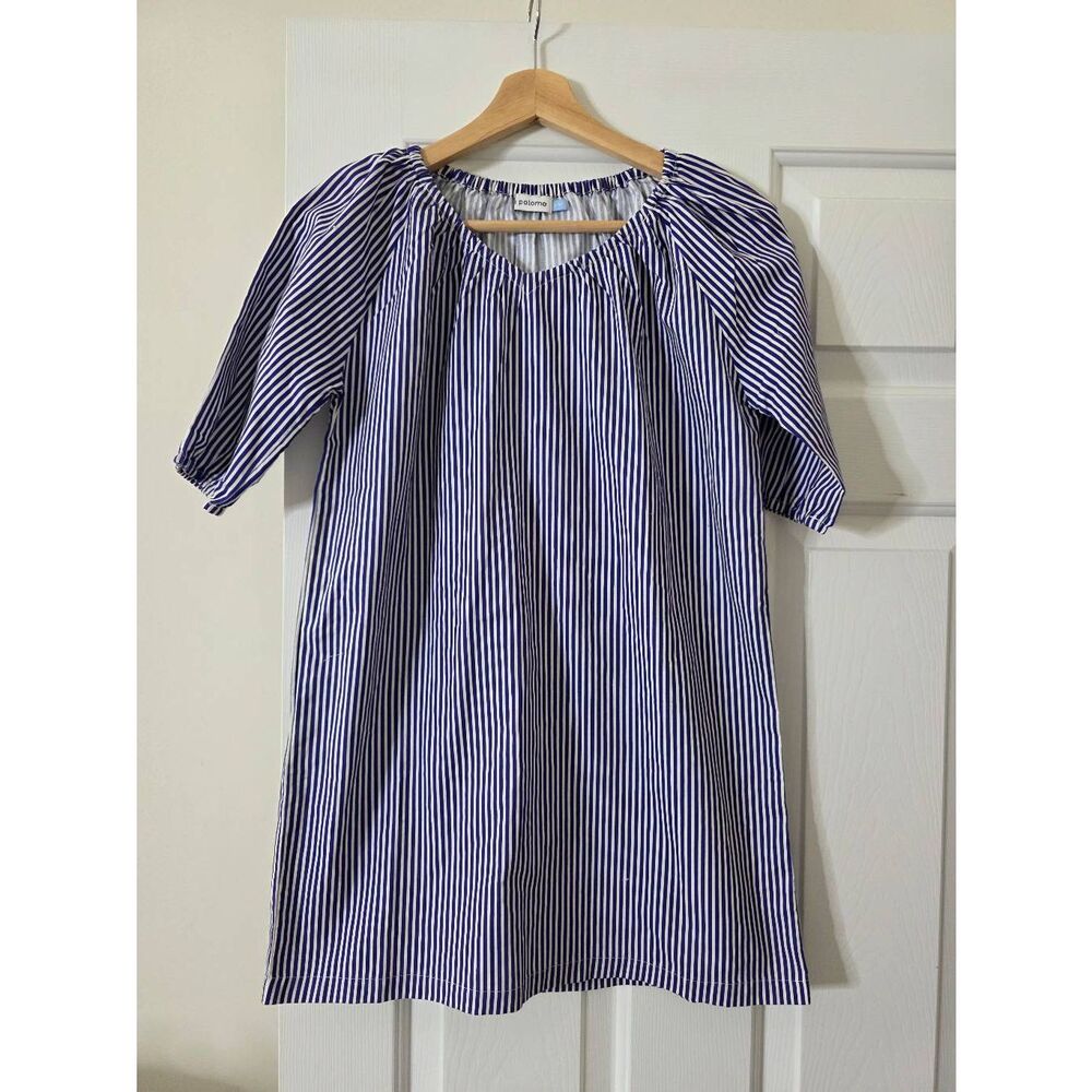 La Paloma Blue Striped Kids Dress 8-9Y